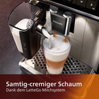 Kaffeevollautomat 5400 Series EP5447/90 Schwarz/Chrom | LatteGo Milchsystem, Intuitives Display, 12 Kaffeespezialitäten und 4 Benutzerprofilen