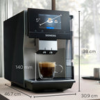 Kaffeevollautomat EQ700 classic TP715D01, intuitives 5" TFT-Display, App - Grau