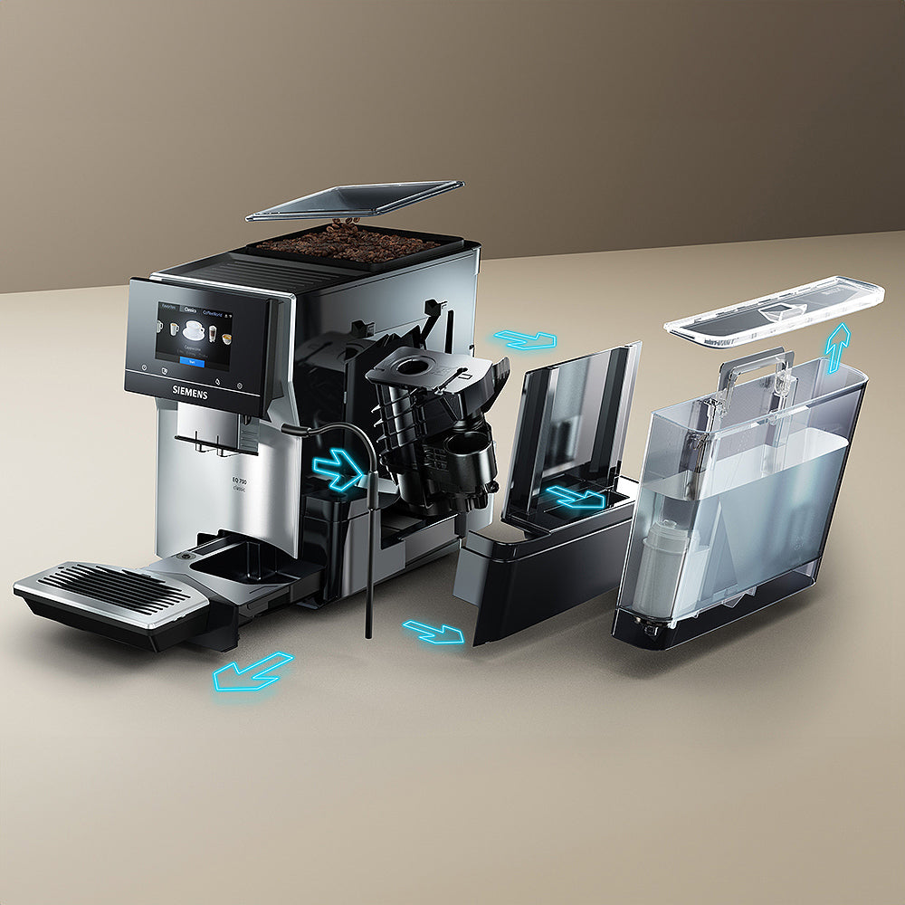 Kaffeevollautomat EQ700 classic TP715D01, intuitives 5" TFT-Display, App - Grau